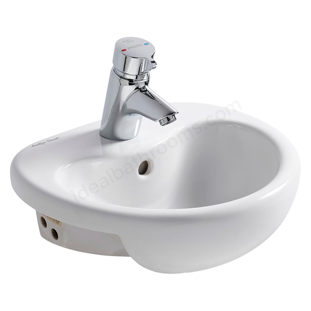 Ideal Standard Contour 400mm Semi Recessed Basin; 1 Tap Hole - White