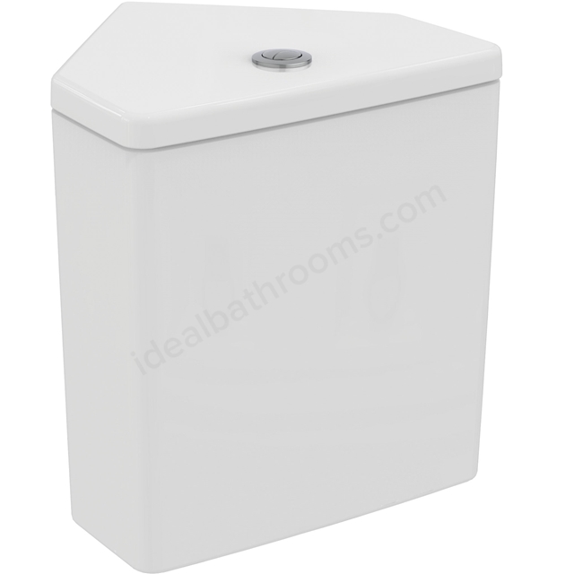 Ideal Standard i.life S Close Coupled Corner Cistern; Dual Flush Valve with Bottom Supply and Internal Overflow; White