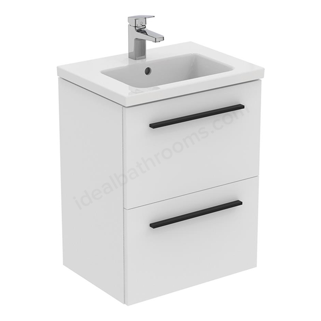 Ideal Standard i.Life S 500mm x 630mm x 375mm Compact Wall Hung Vanity Unit w/ 2 Drawers - Matt White