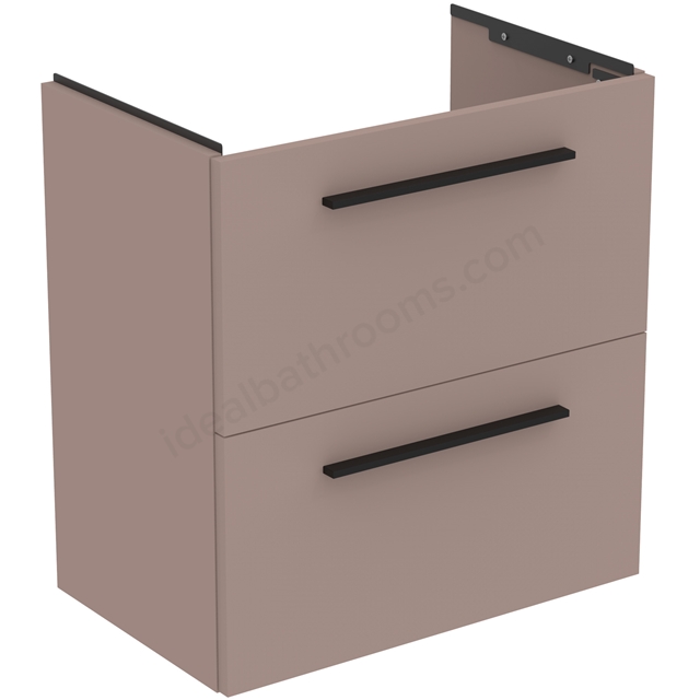 Ideal Standard i.life S 600mm Compact Wall Hung Vanity Unit; 2 Drawers - Greige Matt