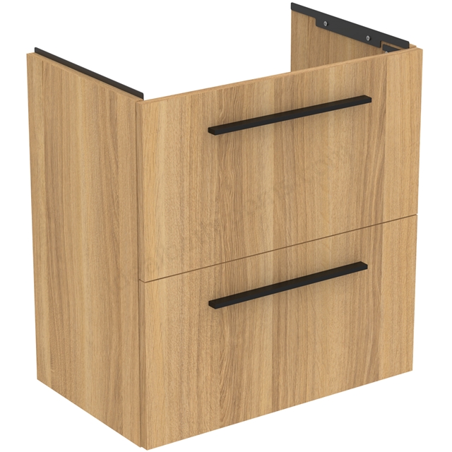 Ideal Standard i.life 600mm Compact Wall Hung Vanity Unit; 2 Drawers - Natural Oak