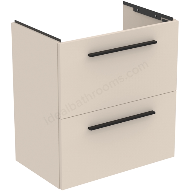 Ideal Standard i.life 600mm Compact Wall Hung Vanity Unit; 2 Drawers - Sand Beige Matt