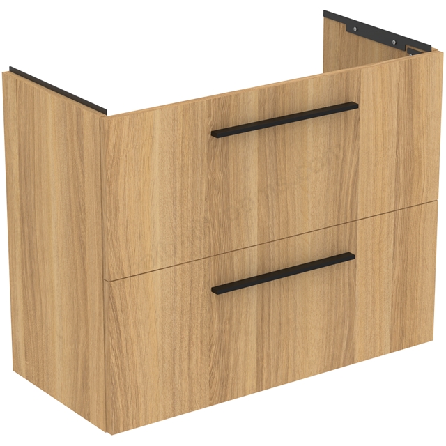 Ideal Standard i.life 800mm Compact Wall Hung Vanity Unit; 2 Drawers - Natural Oak