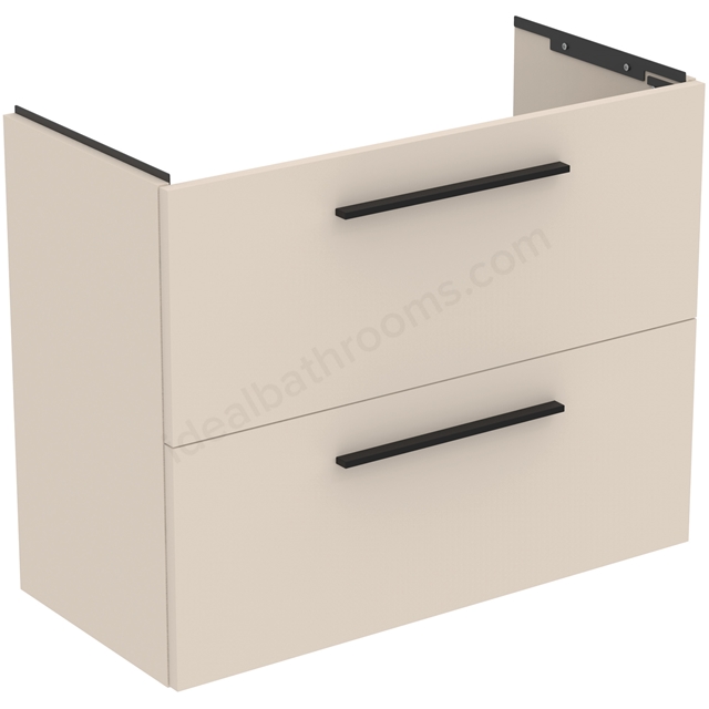 Ideal Standard i.life S 800mm Compact Wall Hung Vanity Unit; 2 Drawers - Sand Beige Matt
