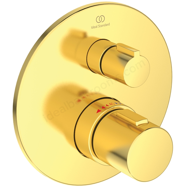 Atelier Ceratherm C100 Built-In Shower Valve; Round Thermostatic; 1 Outlet - Brushed Gold