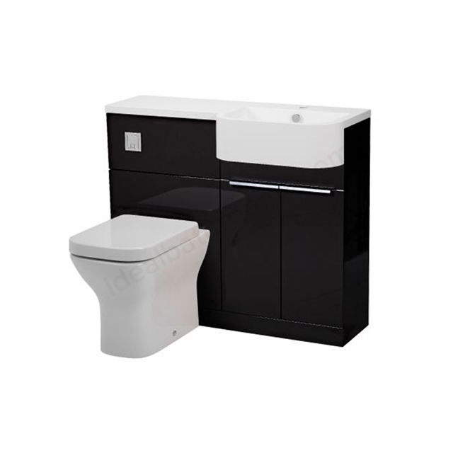 Tavistock Match 1000mm Back to Wall WC & Vanity Unit; Left - (Chromehandle & BTW Trim) Gloss Clay
