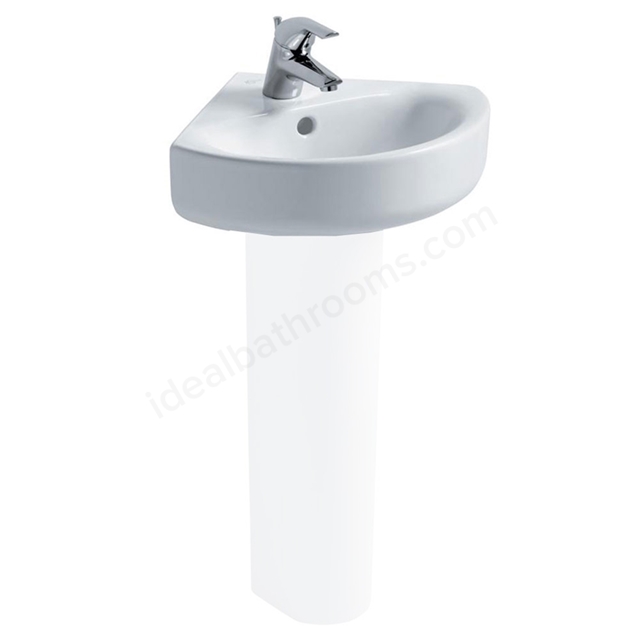 Ideal Standard Concept Arc 480mm Corner Basin; 1 Tap Hole - White