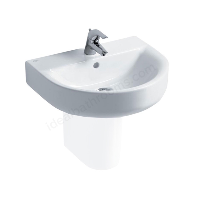 Ideal Standard Concept Arc 550mm Pedestal Basin; 1 Tap Hole - White