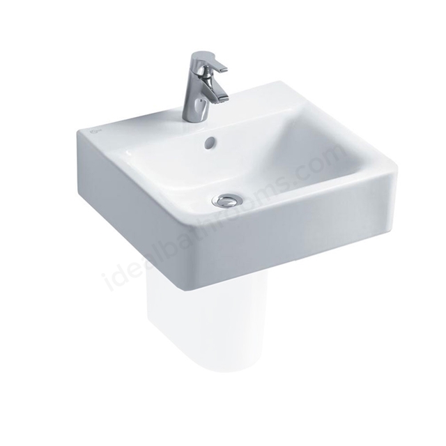 Ideal Standard Concept Cube 500mm Pedestal Basin; 1 Tap Hole - White