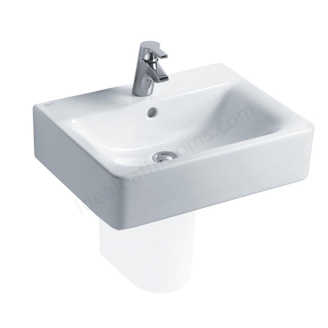 Ideal Standard Concept Cube 550mm Pedestal Basin; 1 Tap Hole - White