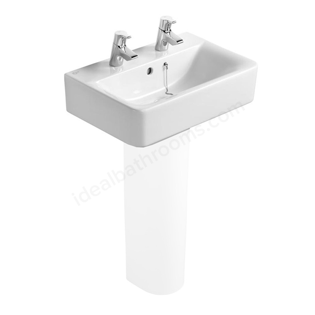 Ideal Standard Concept Cube 550mm Pedestal Basin; 1 Tap Hole - White