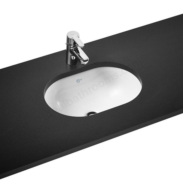 Ideal Standard Concept 490mm Under Countertop Basin; 0 Tap Holes - White