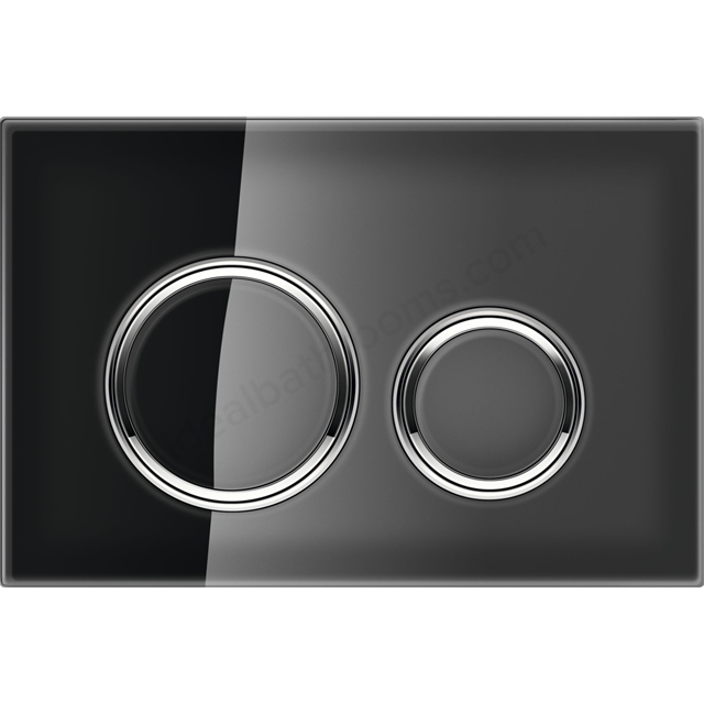 Geberit Sigma50 Round Dual Flush Plate - Black & Chrome
