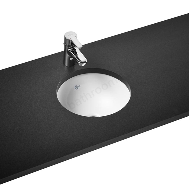 Ideal Standard Concept Sphere 400mm Under Countertop Basin; 0 Tap Holes - White