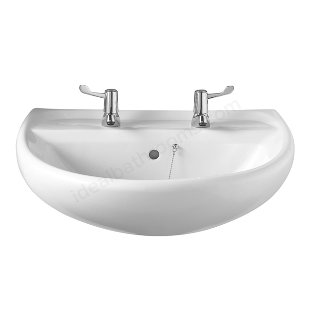 Twyford Sola 600mmW Basin, 2 Tap Holes & Chainstay