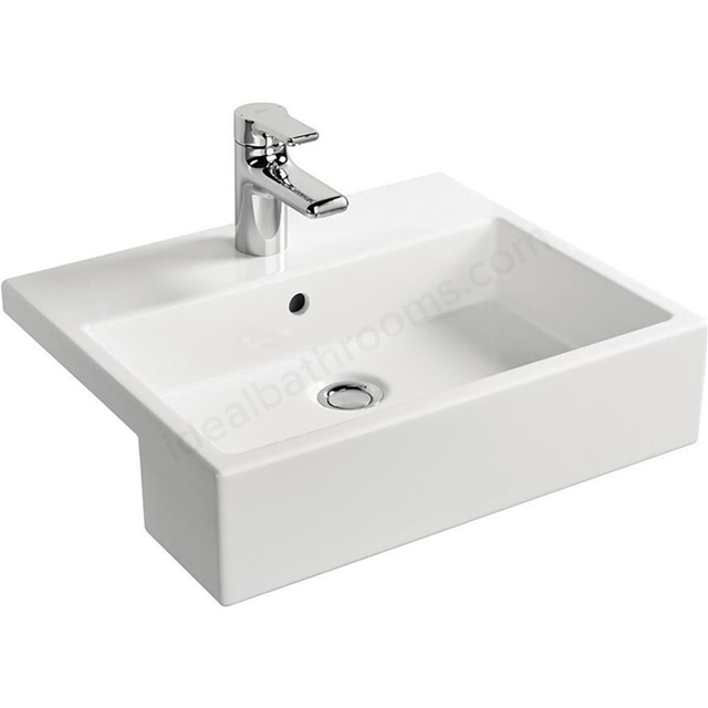 Ideal Standard Strada 500mm Semi Recessed Basin; 1 Tap Hole - White