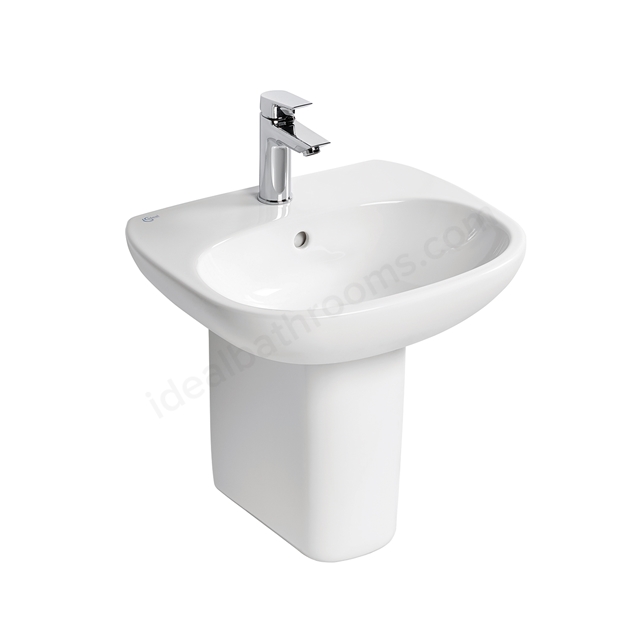 Ideal Standard Tesi 500mm Pedestal Basin; 1 Tap Hole - White