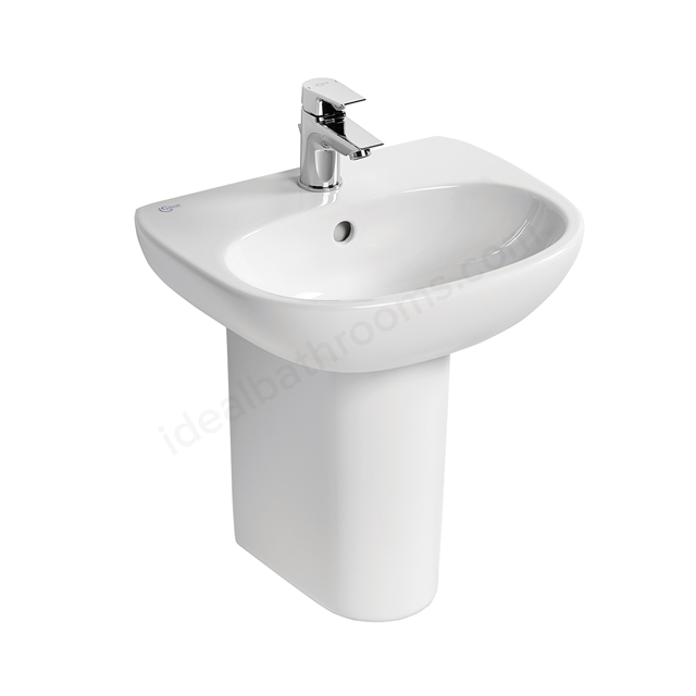 Ideal Standard Tesi 450mm Pedestal Basin; 1 Tap Hole - White