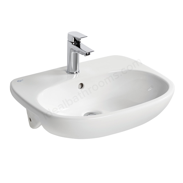 Ideal Standard Tesi 550mm Semi Recessed Basin; 1 Tap Hole - White