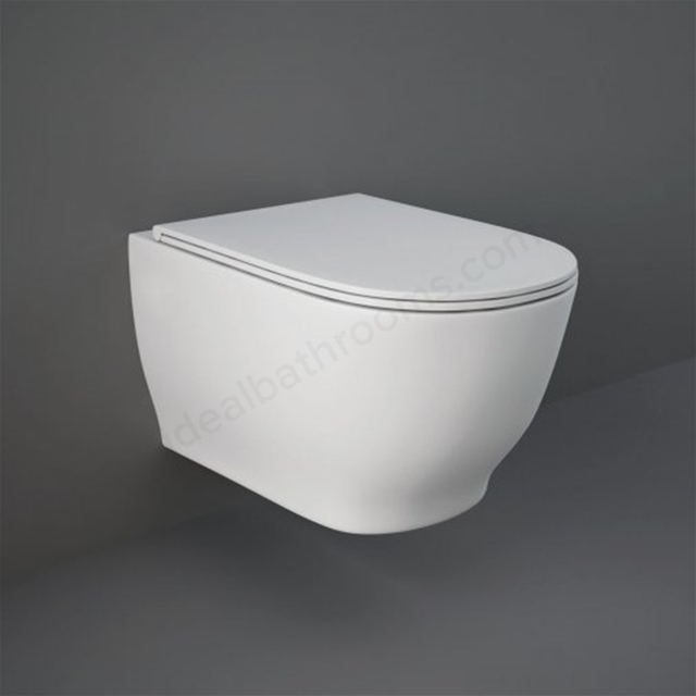 RAK Ceramics Moon Rimless Wall Hung WC Pan With Hidden Fixations  - White