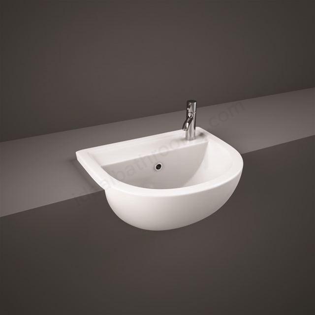 RAK Ceramics Compact 450mm x 360mm Semi Recessed 1 Tap Hole Basin - White