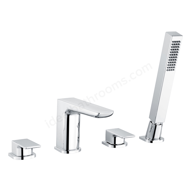 RAK Ceramics Moon 4 Tap Hole Deck Mounted Bath Shower Mixer - Chrome