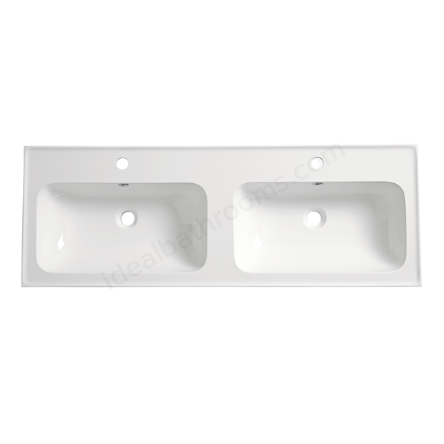 Tavistock Cadence 1184mm Double Countertop Basin; 2 Tap Holes - White