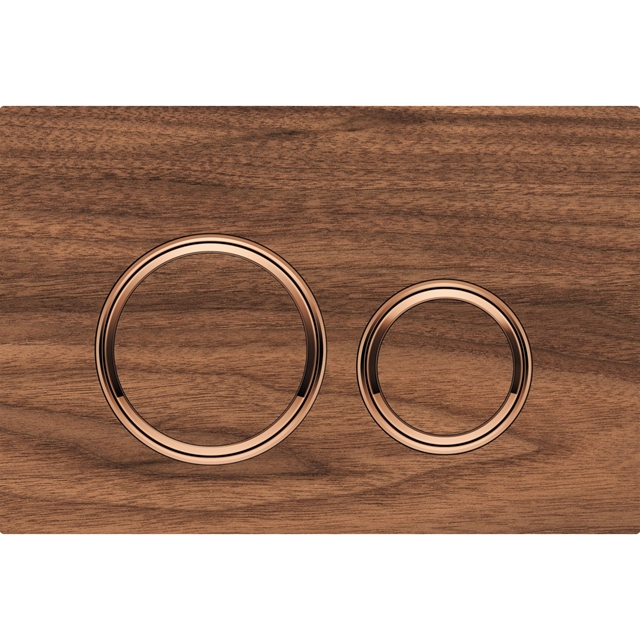 Geberit Sigma50 Round Dual Flush Plate - Black Walnut & Red Gold