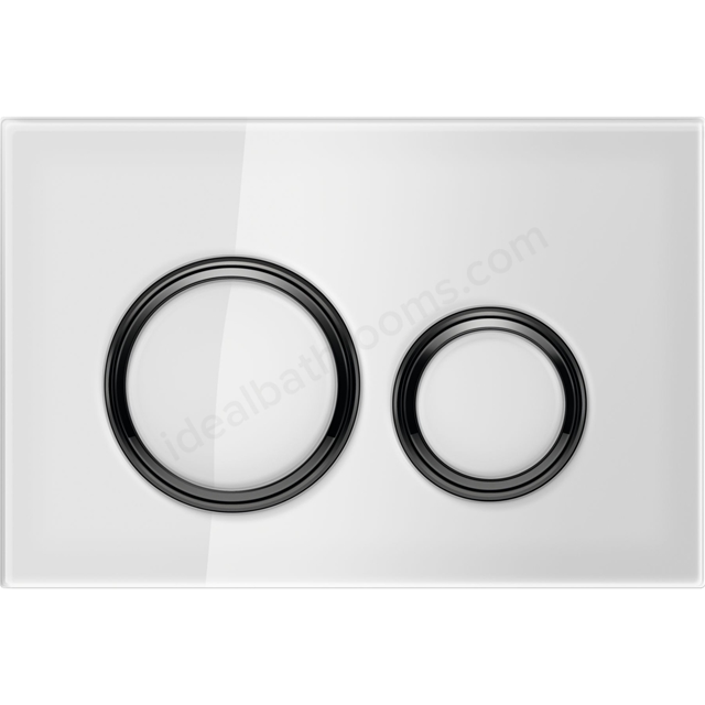 Geberit Sigma50 Round Dual Flush Plate - White Glass & Black Chrome