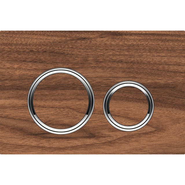 Geberit Sigma50 Round Dual Flush Plate - Black Walnut & Chrome