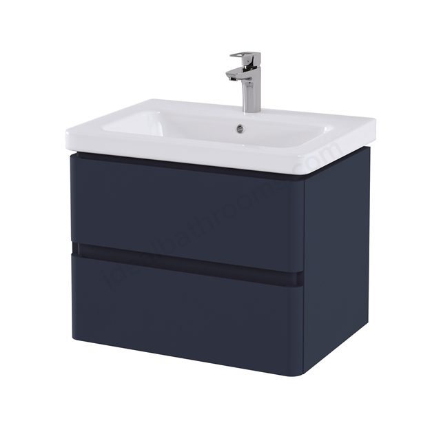 RAK Ceramics Resort 650 Double Drawer Basin Unit in  Matt Denim Blue