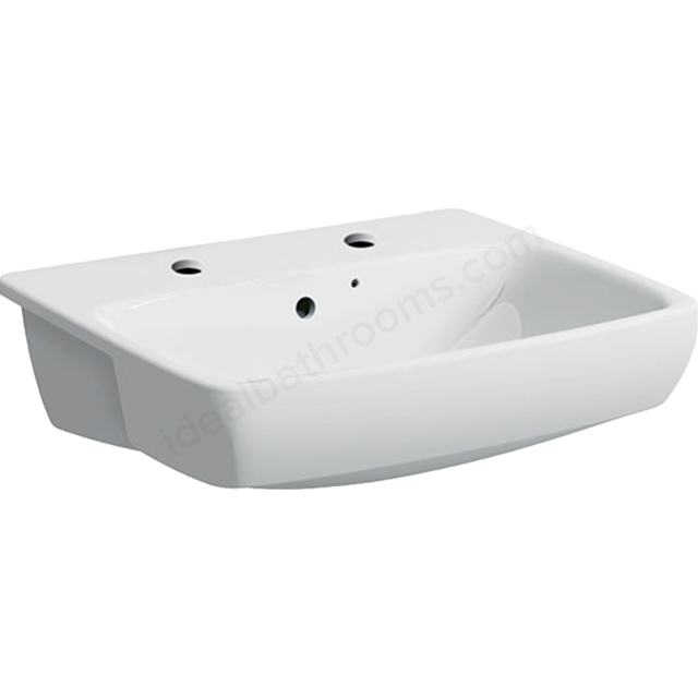 Geberit Selnova Square 55cm Semi recessed basin 2 Tap Holes