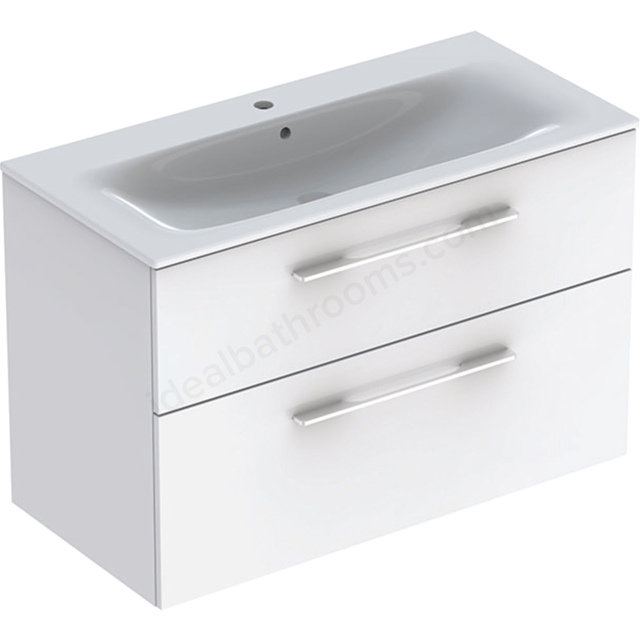 Geberit Selnova Square S 1000mm Slim Basin & Two Drawer Vanity Unit;White