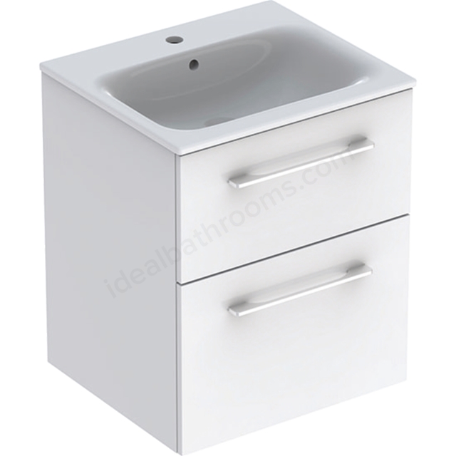 Geberit Selnova Square S 550mm Slim Basin & Two Drawer Vanity Unit;White