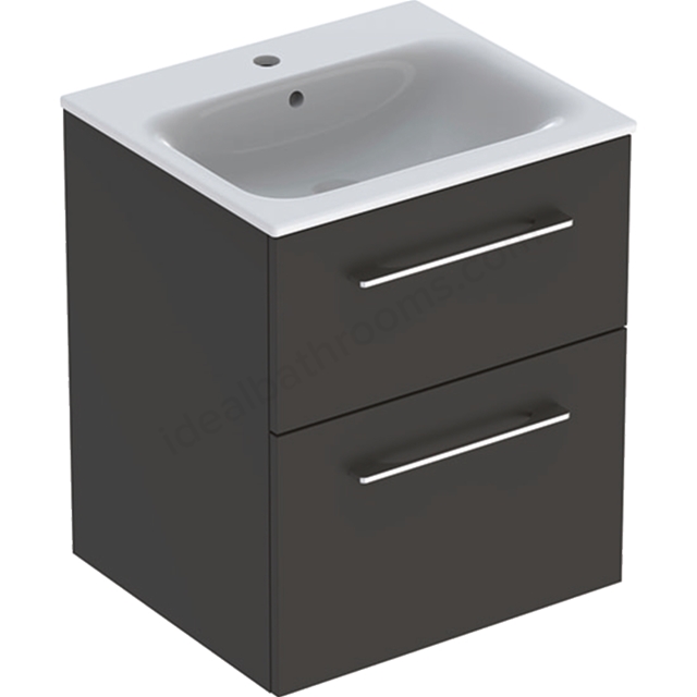 Geberit Selnova Square S 550mm Slim Basin & Two Drawer Vanity Unit;Lava