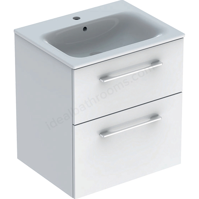 Geberit Selnova Square S 600mm Slim Basin & Two Drawer Vanity Unit;White