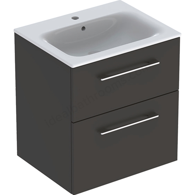 Geberit Selnova Square S 600mm Slim Basin & Two Drawer Vanity Unit;Lava