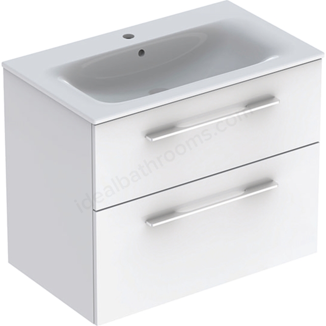 Geberit Selnova Square S 800mm Slim Basin & Two Drawer Vanity Unit;White
