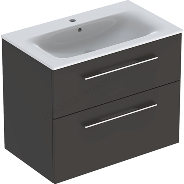 Geberit Selnova Square S 800mm Slim Basin & Two Drawer Vanity Unit;Lava