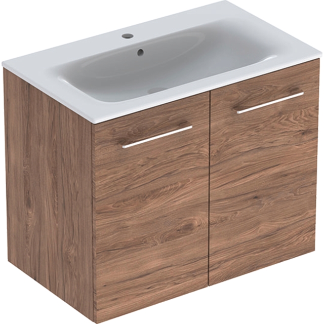Geberit Selnova Square S 800mm Slim Basin & Two Door Vanity Unit;Dark Hickory