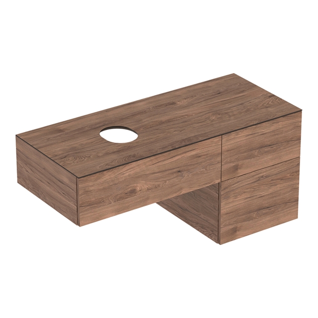 Geberit VariForm Cabinet for Lay-On Basin, Three Drawers, 1200mmW, Hickory