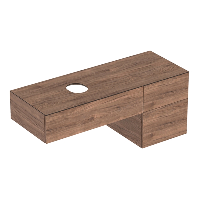 Geberit VariForm Cabinet for Lay-On Basin, Three Drawers, 1350mmW, Hickory