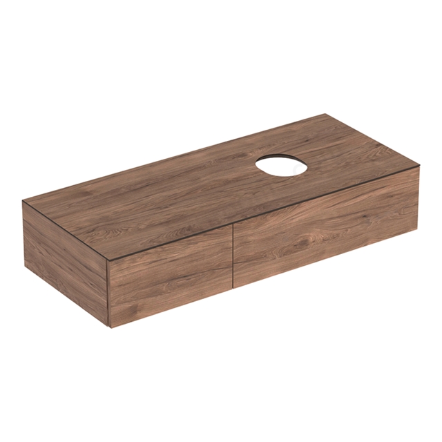 Geberit VariForm Cabinet for Lay-On Basin, Two Drawers, 1200mmW, Hickory