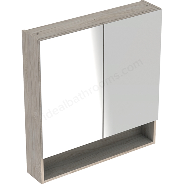 Geberit Selnova Square S Mirror Cabinet;588x850;Two Doors;Light Hickory