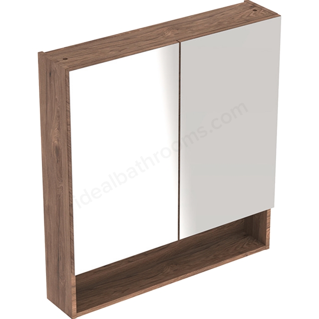 Geberit Selnova Square S Mirror Cabinet;788x850;Two Doors;Dark Hickory