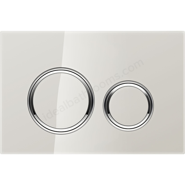 Geberit Sigma50 Round Dual Flush Plate - Sand Grey Glass & Chrome