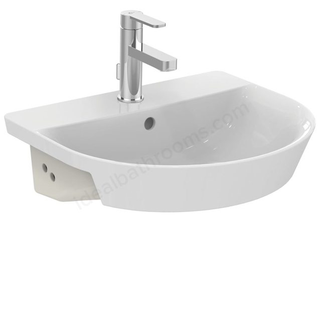 Ideal Standard Retail Connect Air 500mm Semi Recessed Basin; 1 Tap Hole - White
