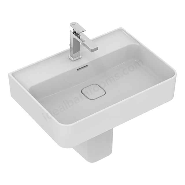 Ideal Standard Retail Strada II 600mm Pedestal Basin; 1 Tap Hole & Clicker Waste - White