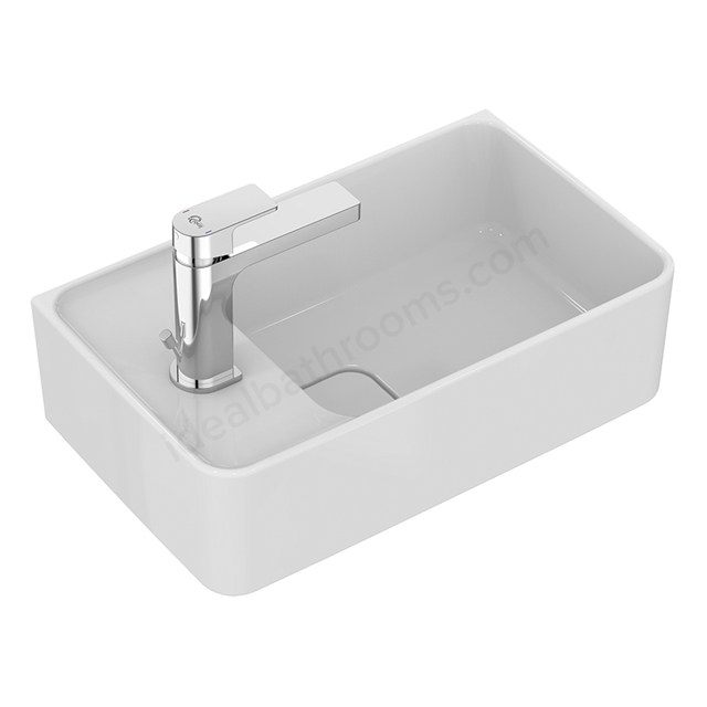 Ideal Standard Retail Strada II 450mm Cloakroom Basin; 1 Tap Hole & Clicker Waste - White