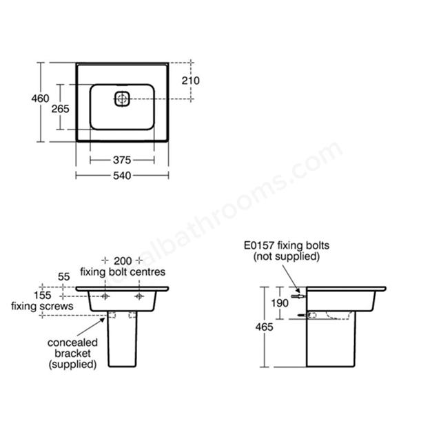 Ideal Standard Retail Strada II 500mm Vanity Basin; 0 Tap Holes & Clicker Waste - White